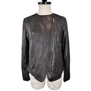 MICHAEL Michael Kors Leather Asymmetric Moto Jacket Women's Large